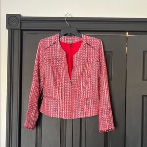 White House Black Market Red and White Blazer